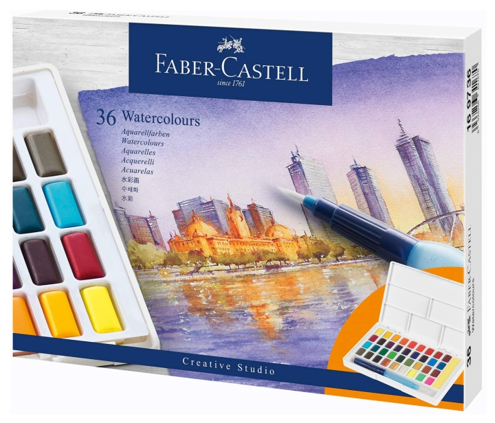 Faber-Castell Vesivärit pannuissa 36ct setti (169736) ryhmässä URHEILU, VAPAA-AIKA JA HARRASTUS / Harrastus / Maalaa ja piirrä / Kynät, liidut ja tussit @ TP E-commerce Nordic AB (D13781)