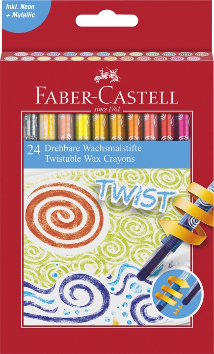 Faber-Castell Kierrettävät vahakynät pahvi (24 kpl) (120004) ryhmässä URHEILU, VAPAA-AIKA JA HARRASTUS / Harrastus / Maalaa ja piirrä / Kynät, liidut ja tussit @ TP E-commerce Nordic AB (D13782)