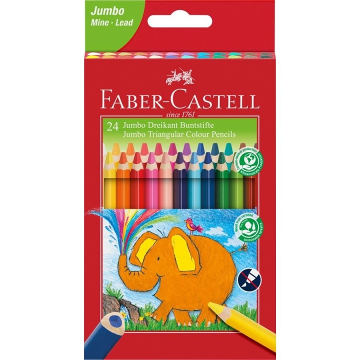 Faber-Castell Jumbo kolmiomaiset värikynät, 24 kpl lompakko (116524) ryhmässä URHEILU, VAPAA-AIKA JA HARRASTUS / Harrastus / Maalaa ja piirrä / Kynät, liidut ja tussit @ TP E-commerce Nordic AB (D13802)