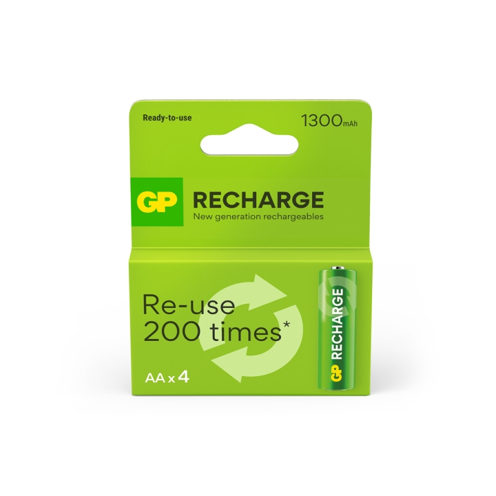 GP Recharge ladattava akku, koko AA, 1300 mAh, 4-pakkaus ryhmässä KODINELEKTRONIIKKA / Paristot & Laturit / Ladattavat paristot / AA @ TP E-commerce Nordic AB (D13830)