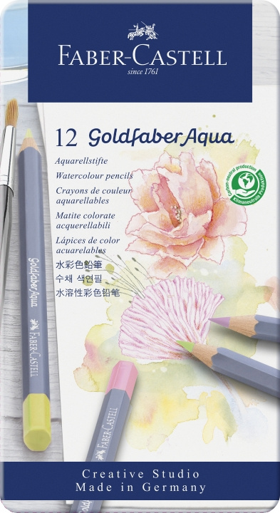 Faber-Castell Gofa Aqua 12 pastellivärin metallinen laatikko (114622) ryhmässä URHEILU, VAPAA-AIKA JA HARRASTUS / Harrastus / Maalaa ja piirrä / Kynät, liidut ja tussit @ TP E-commerce Nordic AB (D13864)