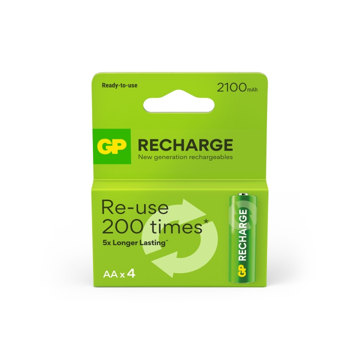 GP Recharge ladattava akku, koko AA, 2100 mAh, 4-pakkaus ryhmässä KODINELEKTRONIIKKA / Paristot & Laturit / Ladattavat paristot / AA @ TP E-commerce Nordic AB (D13941)