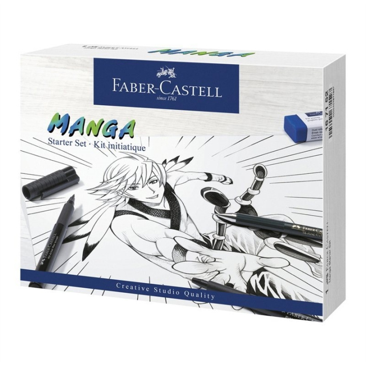 Faber-Castell Pitt Artist Pen tussikynä, Manga Starter Set (167152) ryhmässä URHEILU, VAPAA-AIKA JA HARRASTUS / Harrastus / Maalaa ja piirrä / Kynät, liidut ja tussit @ TP E-commerce Nordic AB (D13986)