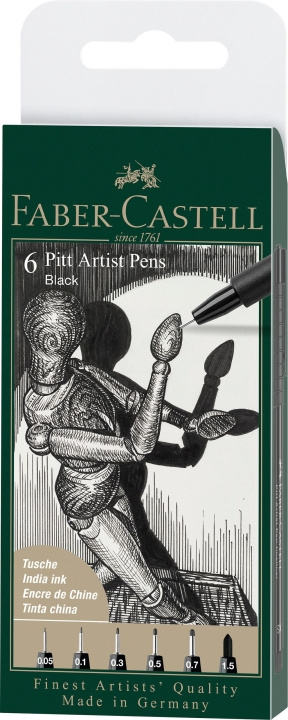 Faber-Castell Faber Castell - 6 pitt taiteilijakynä, sivellin - musta (167154) ryhmässä URHEILU, VAPAA-AIKA JA HARRASTUS / Harrastus / Maalaa ja piirrä / Kynät, liidut ja tussit @ TP E-commerce Nordic AB (D14127)