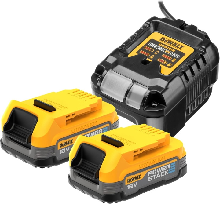 DeWALT DCB1102E2-QW Pack 2 akkua Powerstack XR 18V - 1.7Ah Li-Ion akut ryhmässä KOTI, TALOUS JA PUUTARHA / Työkalut & Tee itse / Paristot ja akut sähkötyökaluihin @ TP E-commerce Nordic AB (D14155)