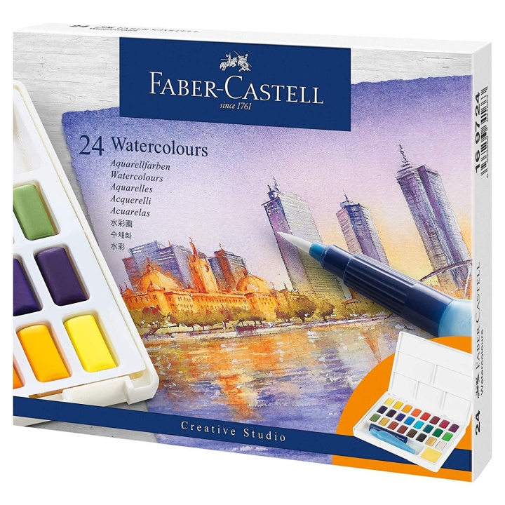 Faber-Castell Vesivärit pannuissa 24ct setti (169724) ryhmässä URHEILU, VAPAA-AIKA JA HARRASTUS / Harrastus / Maalaa ja piirrä / Kynät, liidut ja tussit @ TP E-commerce Nordic AB (D14159)