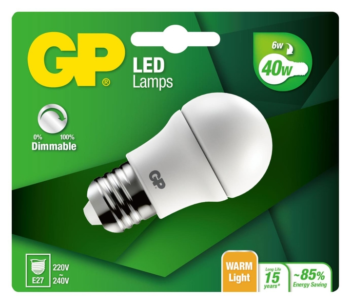 GP LED-lamppu Mini Globe, E27, DIM, 6W (40W), 470lm ryhmässä KODINELEKTRONIIKKA / Valaistus / LED-lamput @ TP E-commerce Nordic AB (D14195)