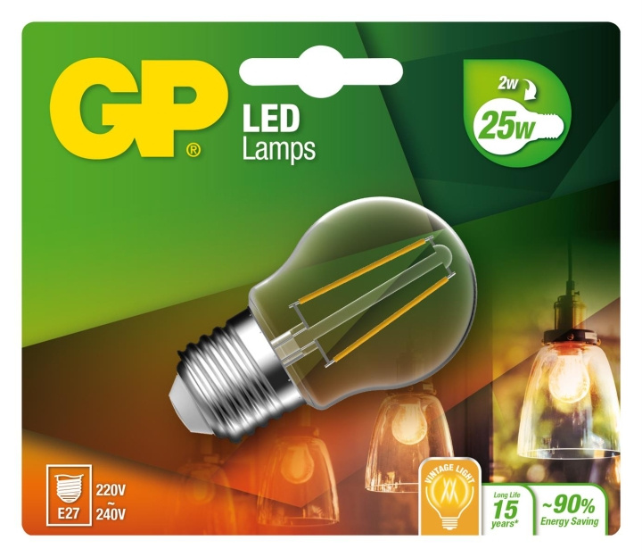 GP LED-lampun hehkulanka Mini Globe, E27, 2W (25W), 250lm ryhmässä KODINELEKTRONIIKKA / Valaistus / LED-lamput @ TP E-commerce Nordic AB (D14196)