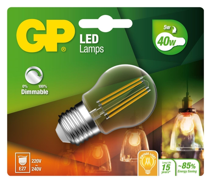 GP - LED-lampun hehkulamppu Mini Globe, E27, DIM, 5W (40W), 470lm ryhmässä KODINELEKTRONIIKKA / Valaistus / LED-lamput @ TP E-commerce Nordic AB (D14197)