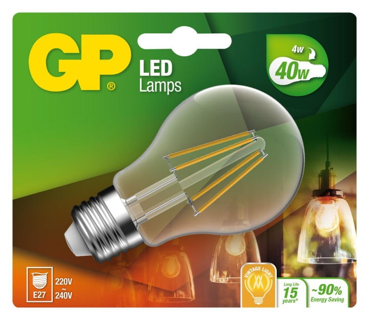 GP LED-lamppu Classic hehkulamppu, E27, 4W (40W), 470lm ryhmässä KODINELEKTRONIIKKA / Valaistus / LED-lamput @ TP E-commerce Nordic AB (D14198)