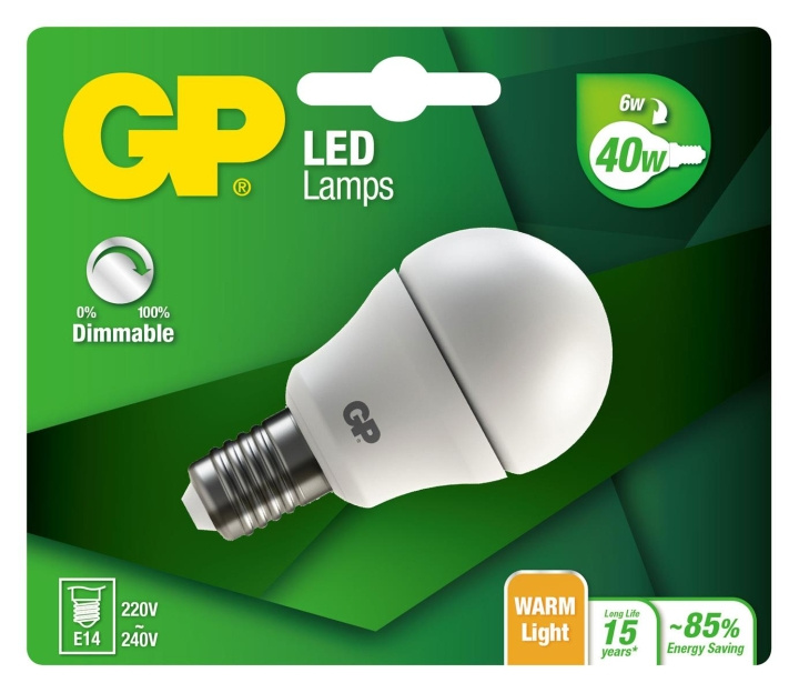 GP LED-lamppu Mini Globe, E14, DIM, 6W (40W), 470lm ryhmässä KODINELEKTRONIIKKA / Valaistus / LED-lamput @ TP E-commerce Nordic AB (D14211)