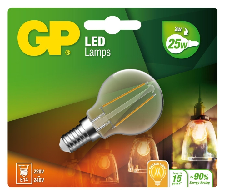 GP LED-lampun hehkulanka Mini Globe, E14, 2W (25W), 250lm ryhmässä KODINELEKTRONIIKKA / Valaistus / LED-lamput @ TP E-commerce Nordic AB (D14213)