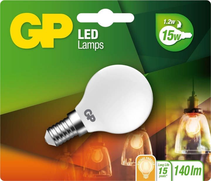 GP LED-lampun hehkulanka jäätynyt Mini Globe, E14, 1.2W (15W), 136lm ryhmässä KODINELEKTRONIIKKA / Valaistus / LED-lamput @ TP E-commerce Nordic AB (D14221)