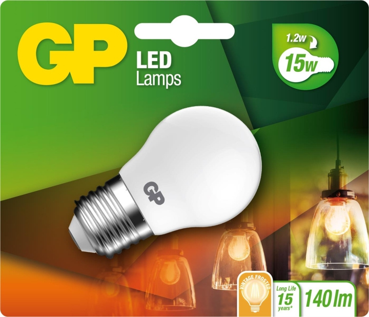 GP LED-lampun hehkulamppu Frozen Mini Globe, E27, 1.2W (15W), 136lm ryhmässä KODINELEKTRONIIKKA / Valaistus / LED-lamput @ TP E-commerce Nordic AB (D14222)