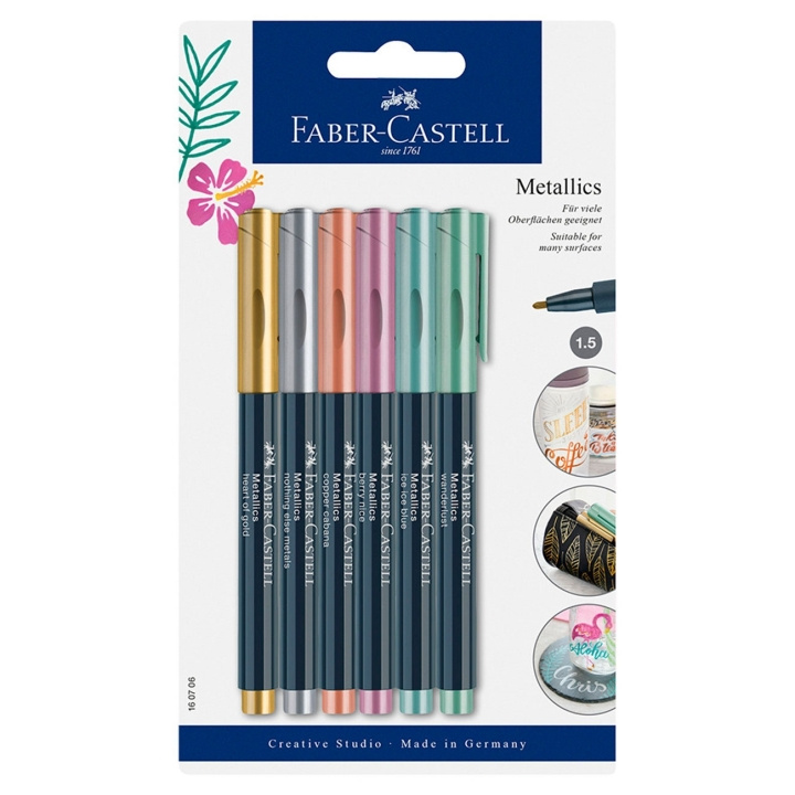 Faber-Castell Metallivärit, 6 kpl (160706) ryhmässä URHEILU, VAPAA-AIKA JA HARRASTUS / Harrastus / Maalaa ja piirrä / Kynät, liidut ja tussit @ TP E-commerce Nordic AB (D14295)