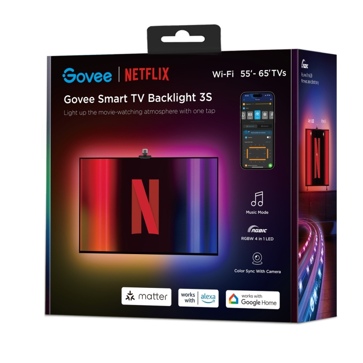 Govee TV Backlight 3 Lite (55-65 tuumaa) - Netflix Edition - Paranna katselukokemustasi ryhmässä KOTI, TALOUS JA PUUTARHA / Älykodit / Älykäs valaistus @ TP E-commerce Nordic AB (D14323)