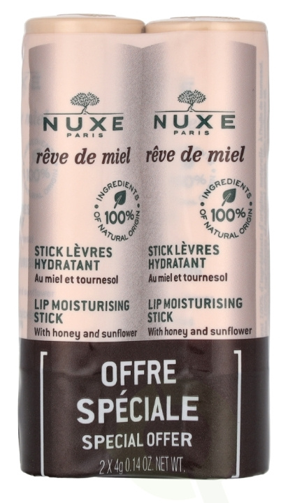 Nuxe Reve De Miel Lip Moisturizing Stick Duo Set 8 g 2x4gr ryhmässä KAUNEUS JA TERVEYS / Meikit / Huulet / Huulivoide @ TP E-commerce Nordic AB (D14528)